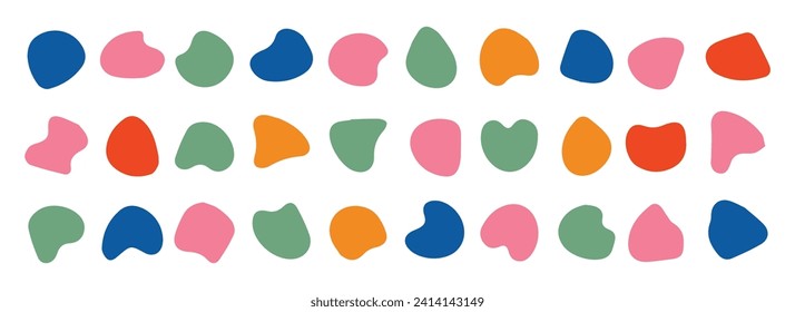 Modern liquid irregular blob shapes abstract elements. Random blob shapes. Black cube drops. Basic stains isolated elements on white background.vectors