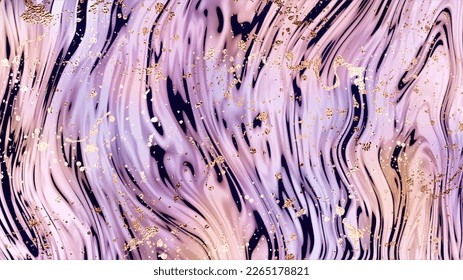 Diseño moderno de fondo de mármol líquido con textura natural y bandeja dorada.