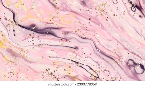 Modern liquid marble background design with natural texture and gold glitter.