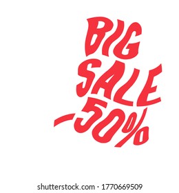 Modern liquid sale -40%, vector design ,, red on white background