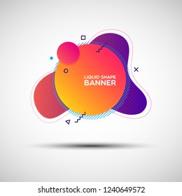 Modern liquid shape gradient sale banner. Vector illustration of abstract colorful fluid banner made of different simple shapes for your graphic and web design