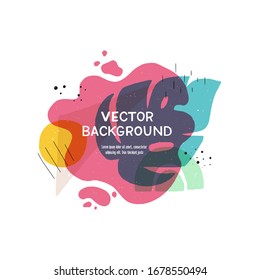 Diseño moderno de formas líquidas con elementos dibujados a mano. Banner con motivos florales abstractos con espacio para copiar. Superposición de hojas tropicales y plantilla de formas simples  