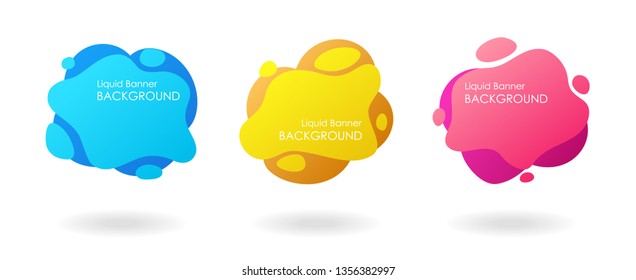 Modern liquid splash shape bubble template, flat design fluid banner background set.  For use in logo, sale promotion, mobile app user interface