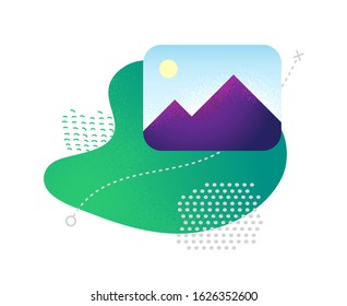 Modern liquid vector shape with icon.