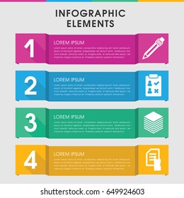 Modern list infographic template. infographic design with list icons includes pointing on document, pen. can be used for presentation, diagram, annual report, web design.