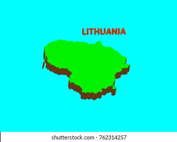 Modern Lithuania 3d Map on blue background.Vector illustration EPS 10