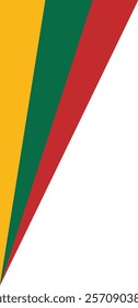 A modern Lithuania flag icon with yellow, green, and red stripes in a stylish corner flag design. Perfect for projects celebrating Lithuanian culture, pride, and tourism in the capital city Vilnius.