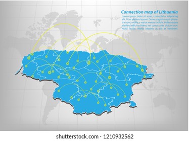 Modern of lithuania Map connections network design, Best Internet Concept of lithuania map business from concepts series, map point and line composition. Infographic map. Vector Illustration.