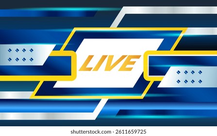 Modern live broadcast background featuring sharp geometric shapes and a bold blue gradient design for streaming or sports content, vector design eps 10, design for business, social media, web banner