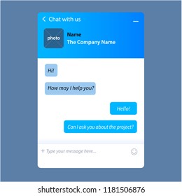 Modern live chat window for web pages.