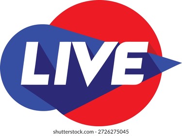 Modernes Live Stream Icon mit rotem und blauem geometrischem Design