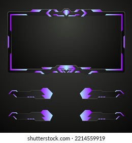 Modern Live Stream Overlay Panel For Video Broadcast. Gaming Interface Webcam Border Frame