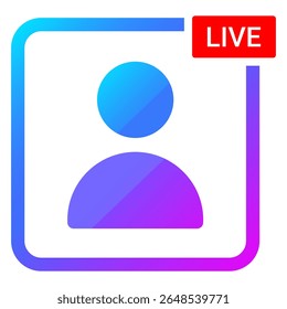 Ícone de perfil de transmissão ao vivo moderno para plataformas de mídia social e conceitos de transmissão