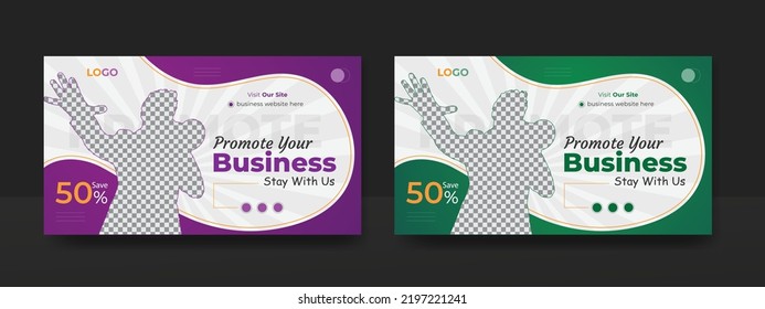 Moderna miniatura de vídeo en vivo o banner web para plantilla de promoción de negocios.