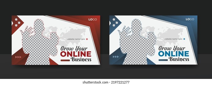 Modern live video thumbnail or web banner for business promotion template.