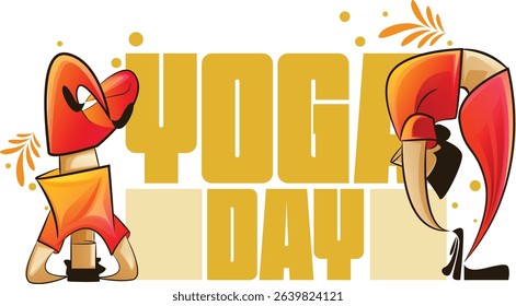 The modern lively illustration beautifully captures International Yoga Day moment, Showcasing various yoga pose with abstract