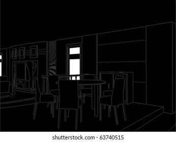 Modern Living And Dining Room Vector 02
