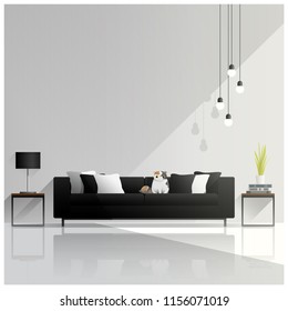 Modern living room design , Interior background , vector , illustration