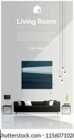 Modern living room design , Interior background , vector , illustration