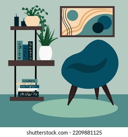 Modern living room flat design. living room vector. Cartoon interior illustration.