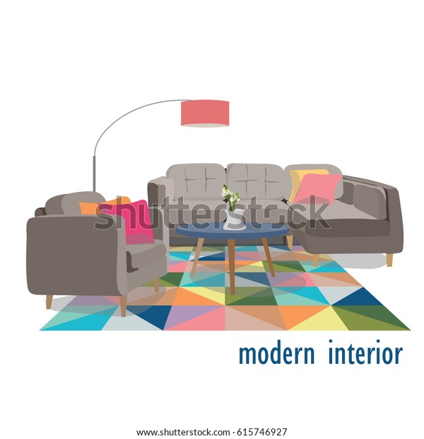 Modern Living Room Illustrationhome Interior Design Stock