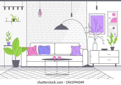 modern living room interior empty no people apartment horizontal