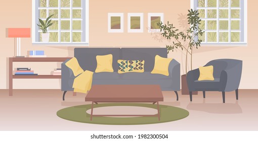 modern living room interior empty no people apartment with furniture horizontal