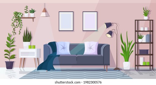 modern living room interior empty no people house apartment with furniture horizontal