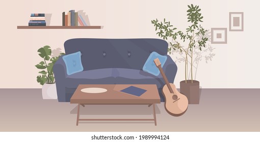 modern living room interior empty no people apartment with furniture horizontal