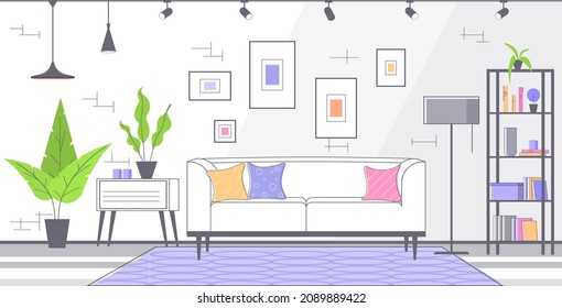 modern living room interior empty no people apartment horizontal