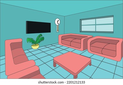 decoración moderna de salón con sofá vectorial