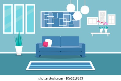 modern living room interior vector design