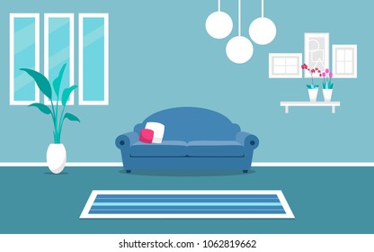 modern living room interior vector design