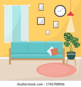 Modernes Wohnzimmer-Interieur. Vector-Abbildung.