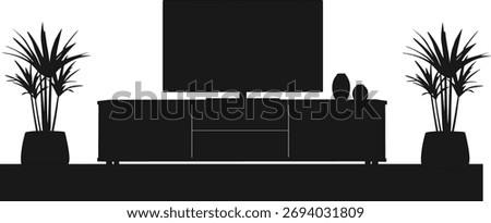 Modern Living Room TV Setup Silhouette