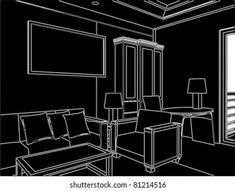 Modern Living Room Vector 05