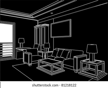 Modern Living Room Vector 06