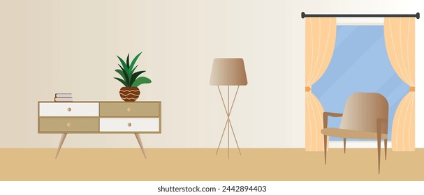 diseño vectorial de sala de estar moderna.