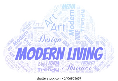 Modern Living word cloud. Wordcloud made with text only.