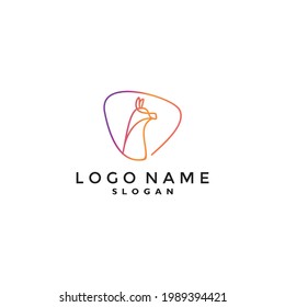 Modern Llama or Alpaca logo vector. With Triangle shape of video vlog and media icon. Smiling face friendly animal. For Mascot brand livestock farm, product. Apply to web site, application part design