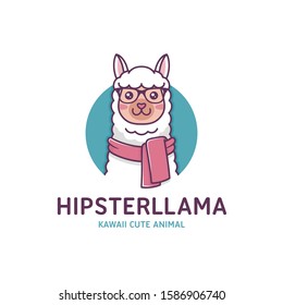 Modern llama vector logo template