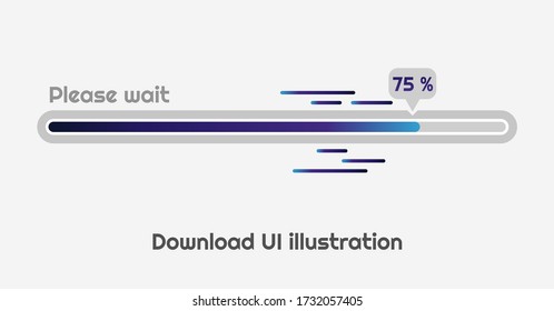 Modern loader icon illustration for apps and programs, trendy ui interface design with gradient. Download progress with speed effect in minimalism style. Eps 10 vector