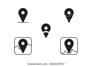 Modern location map pin icon set. Concept of global coordinate, dot, needle tip, ui. Flat style trend modern brand graphic design on white background 