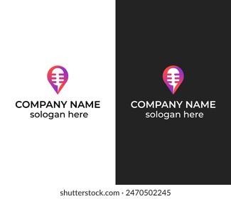 Modern Location and Podcast combination creative logo design vector
