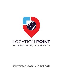 Logotipo moderno del punto de Locación para la logística y los servicios de entrega