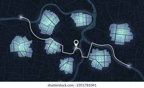 Modern Location tracks dashboard. Abstract Map Design: A visually stunning composition of colorful lines and geometric elements, resembling a map. Vector illustration with editable features