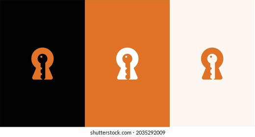Modern lock key security logo design