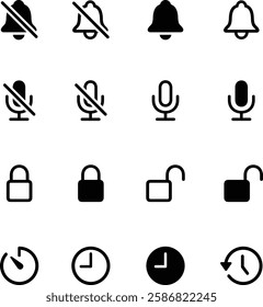 Modern Lock Pad Icon, Cybersecurity and Privacy Tool. Locked and unlocked black icon collection. Set of microphone icons. quick time icon set, fast deadline Vector illustration.
