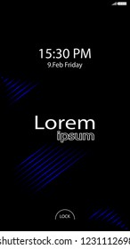 Modern Lock Screen for Mobile Apps. Vector Illustration. blue color