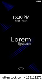 Modern Lock Screen for Mobile Apps. Vector Illustration. blue color